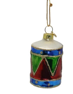 Kurt Adler 3 Inch Boxed Glass Ornament - Drum - Red/Green/Blue