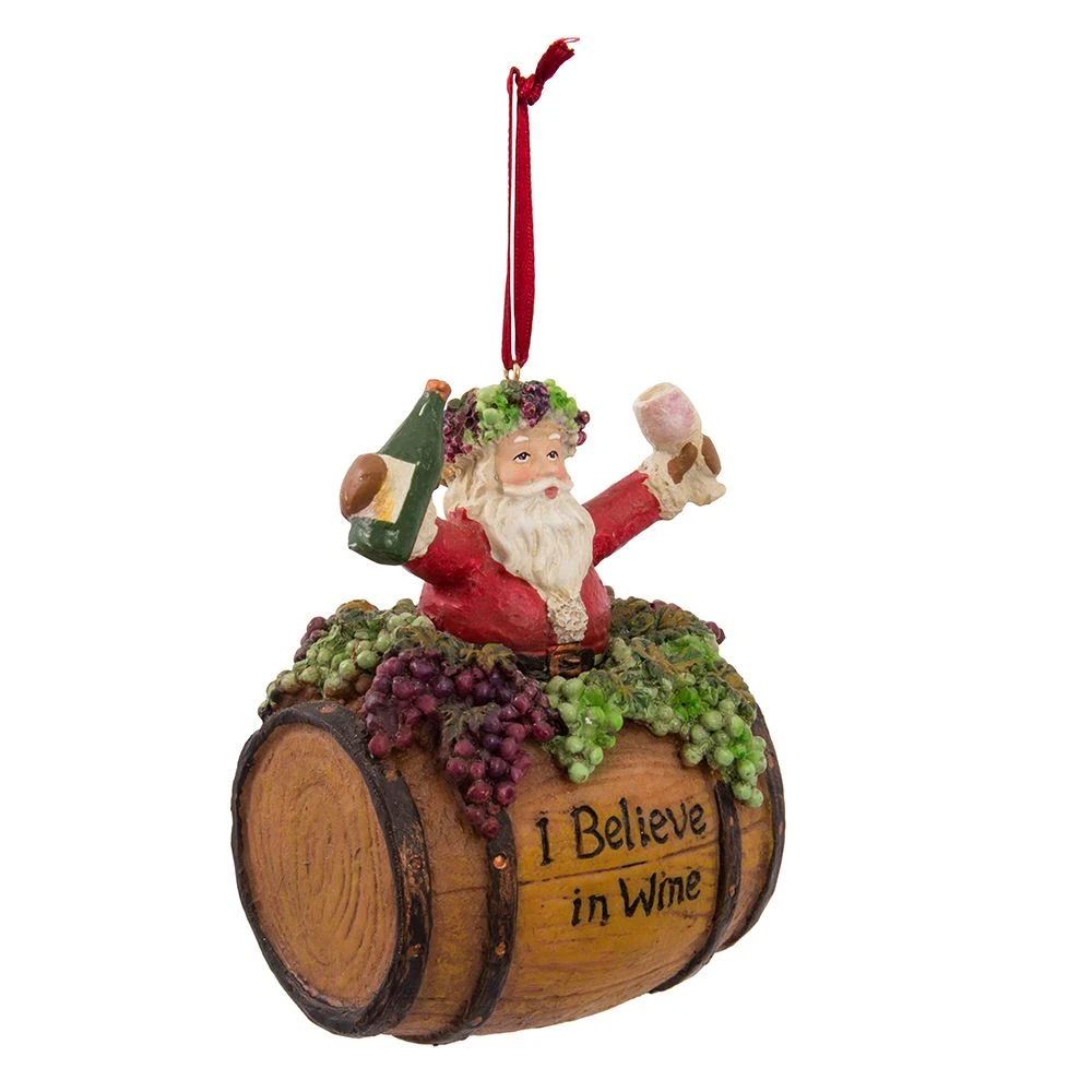 Kurt Adler Santa On Wine Barrel Ornament 2 Kurt Adler Santa On Wine Barrel Ornament - Image 2