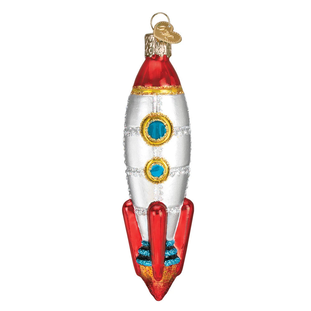 Toy Rocket Ship Glass Ornament 2 Toy Rocket Ship Glass Ornament - Image 2