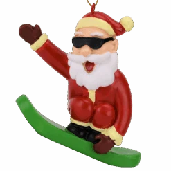 Snowboarding Santa Ornament