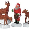 Lemax Santa Feeds Reindeer - Set Of 4