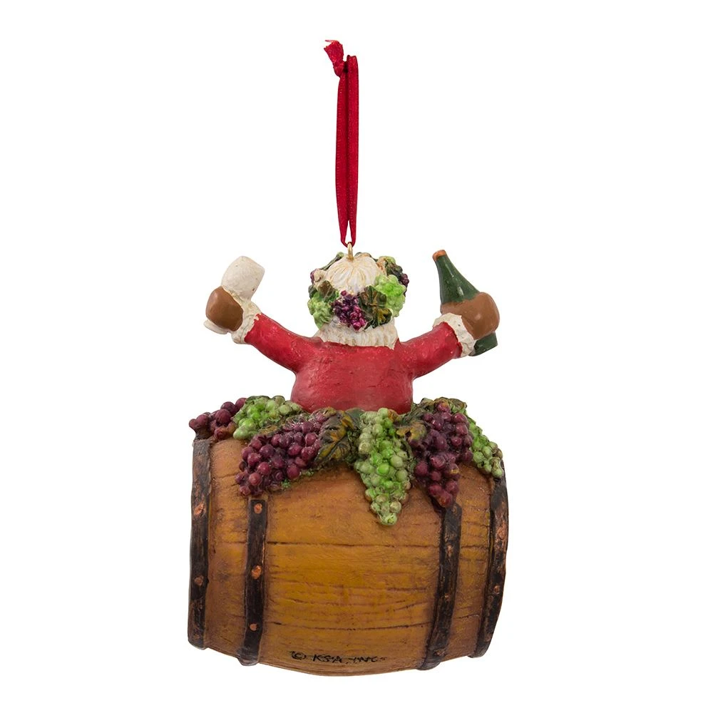 Kurt Adler Santa On Wine Barrel Ornament 3 Kurt Adler Santa On Wine Barrel Ornament - Image 3