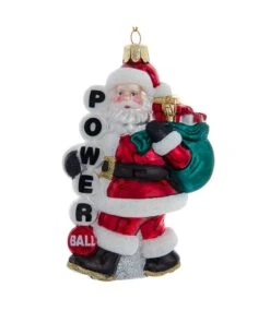 Kurt Adler 4.75" SANTA POWERBALL GLASS ORN