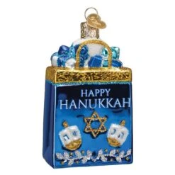 Happy Hanukkah Glass Ornament