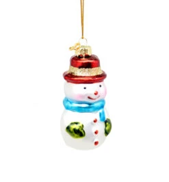 Kurt Adler 3 Inch Boxed Glass Ornament - Snowman - Red Hat