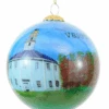 Hand Painted Glass Globe Ornament - Round Church Ornament