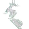 Kurt Adler Spunglass Ornament - Clear Reindeer With Sleigh