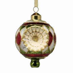 Retro Glass Reflector Ornament - 80mm - Red/Green/White Checks -Country Christmas Loft Store r8yycffhbpmdtgykuos1