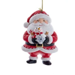 Kurt Adler Jovial Santa Ornament With Snowman