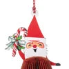 Vintage Honeycomb Santa Ornament -