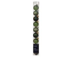 Tube Of 9 Glass Ornaments - 30mm - Greens