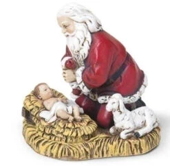 Roman Kneeling Santa With Baby Jesus Ornament