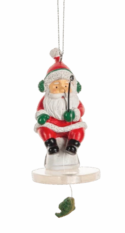 Ice Fishing Santa Ornament
