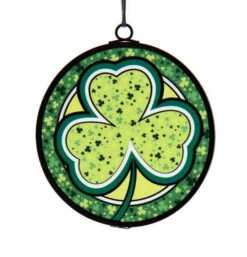 Kurt Adler Shamrock Stained Glass Ornament - -Country Christmas Loft Store yrw7ckckf4sgqyjltixk